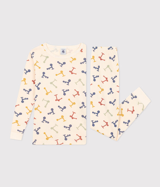 Körpernaher Kinderpyjama aus Baumwolle mit Roller-Printmotiv weiss AVALANCHE/ MULTICO