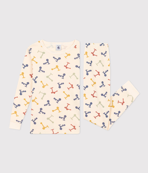 K&ouml;rpernaher Kinderpyjama aus Baumwolle mit Roller-Printmotiv naturfarben/vielfarbig