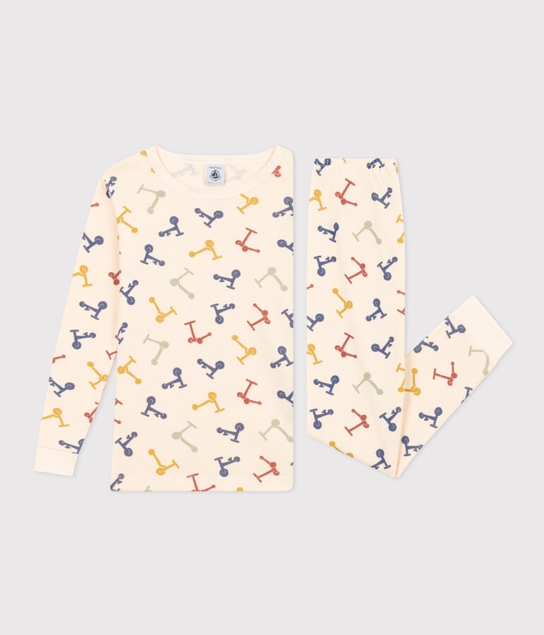 K&ouml;rpernaher Kinderpyjama aus Baumwolle mit Roller-Printmotiv naturfarben/vielfarbig