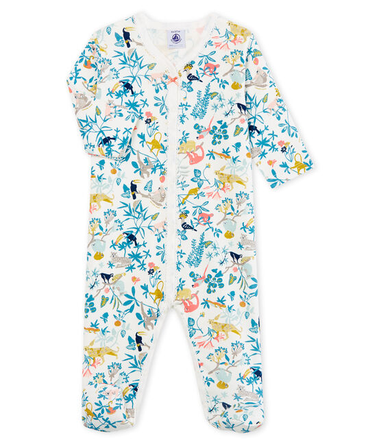Baby-Strampler in Rippstrick für Mädchen weiss MARSHMALLOW/weiss MULTICO