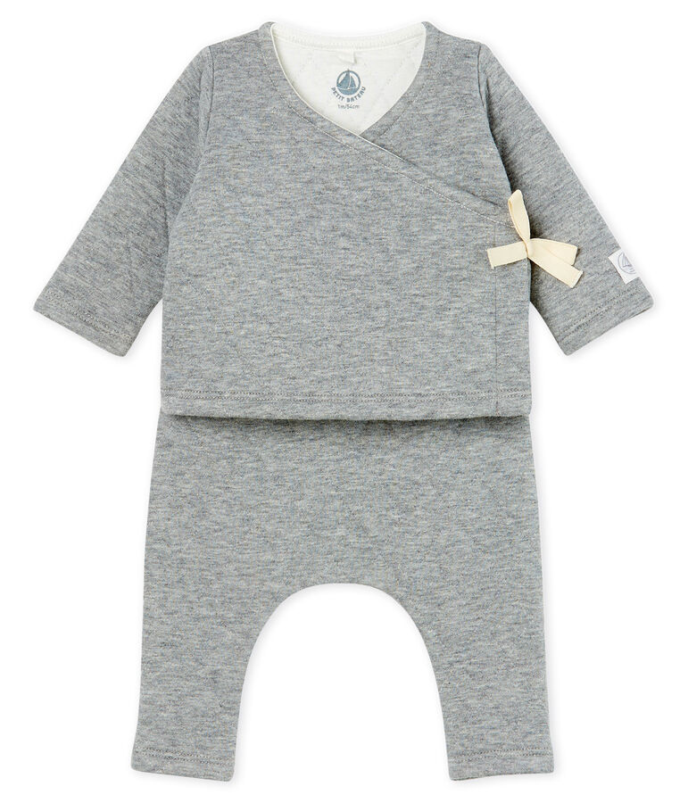 2-teiliges Baby-Set aus gestepptem Doppeljersey grau