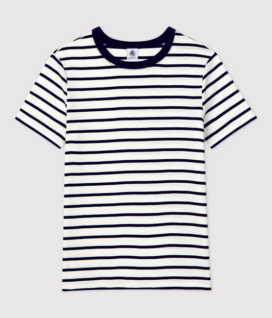 T-Shirt L’ICONIQUE aus Baumwolle mit rundem Ausschnitt für Damen weiss MARSHMALLOW/blau SMOKING