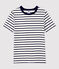 T-Shirt L’ICONIQUE aus Baumwolle mit rundem Ausschnitt für Damen weiss MARSHMALLOW/blau SMOKING