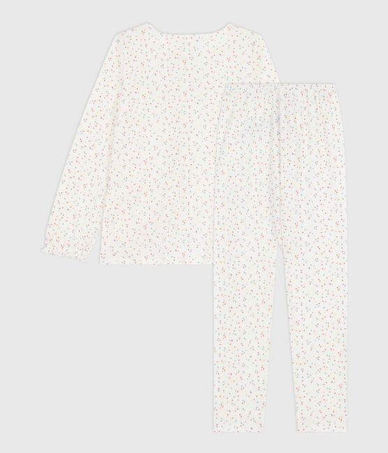 Kinder-Pyjama aus Baumwolle mit Pünktchenmuster weiss MARSHMALLOW/weiss MULTICO