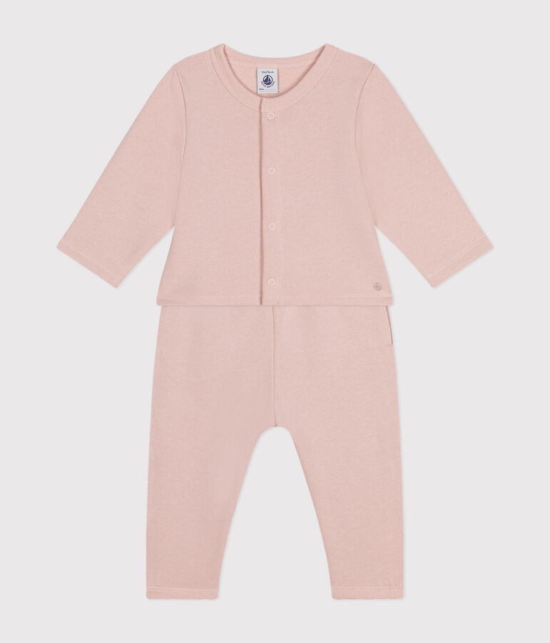 Babyset aus Cardigan und Hose aus Molton rosa