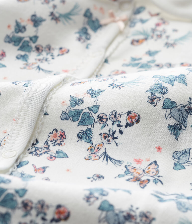 Baby-Strampler f&uuml;r M&auml;dchen weiss/vielfarbig