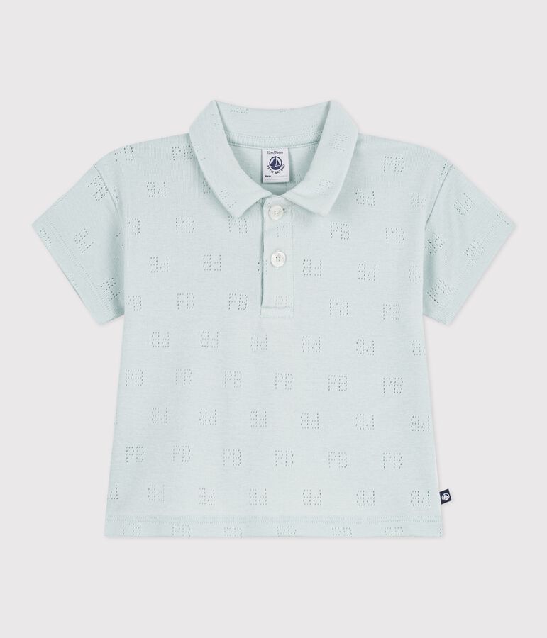 Kurz&auml;rmeliges Baby-Poloshirt aus Baumwolle mit Motiven blau