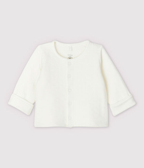Baby-Cardigan aus gestepptem Doppeljersey aus Bio-Baumwolle in Weiß mit Sternen-Motiv weiss MARSHMALLOW