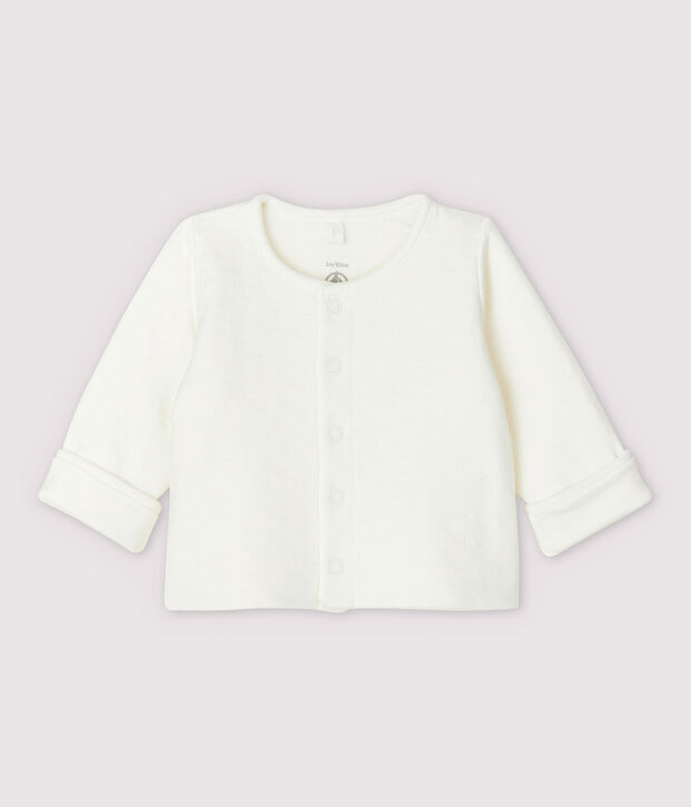 Baby-Cardigan aus gestepptem Doppeljersey aus Bio-Baumwolle in Wei&szlig; mit Sternen-Motiv weiss