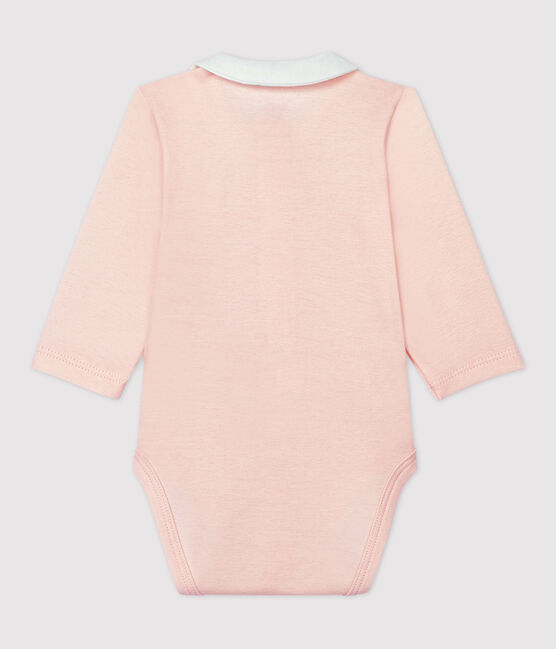 Rosa Baby-Body aus Bio-Baumwolle mit Kragen rosa FLEUR