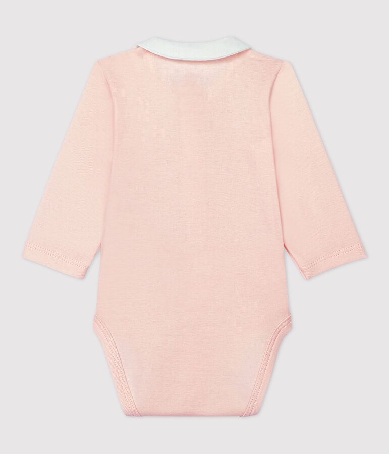 Rosa Baby-Body aus Bio-Baumwolle mit Kragen rosa