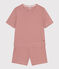 Damen-Pyjama bestehend aus kurzer Hose und T-Shirt aus gestreifter Baumwolle FAMEUX/ MARSHMALLOW