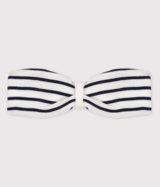 Gestreiftes Baby-Haarband für Mädchen weiss MARSHMALLOW/blau SMOKING