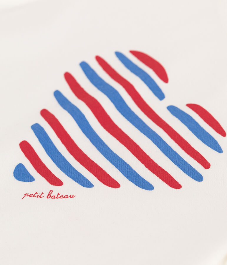 Kurz&auml;rmeliges Kinder T-Shirt aus Baumwolle mit Herzmotiv weiss