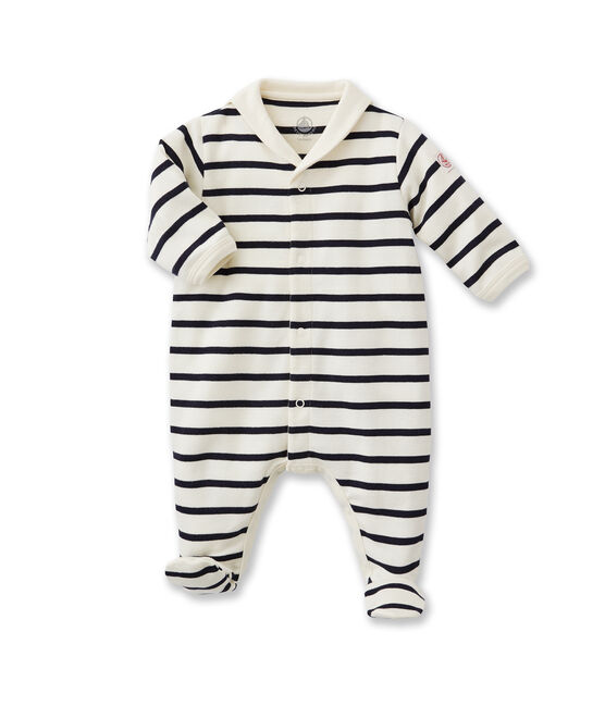 Baby-Strampler beige COQUILLE/blau ABYSSE