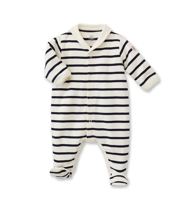 Baby-Strampler weiss/blau