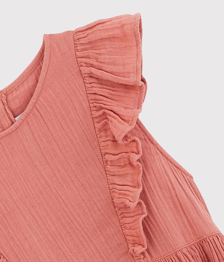 Kleid aus Bio-Baumwollgaze f&uuml;r M&auml;dchen rosa PAPAYE