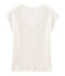 Kurzärmeliges einfarbiges schillerndes leinen-t-shirt damen weiss MARSHMALLOW/rosa COPPER