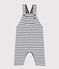 Lange Baby-Latzhose aus gestreiftem dichtem Jersey weiss MARSHMALLOW/blau SMOKING