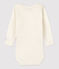 Langärmeliger Baby-Body aus Wolle und Baumwolle weiss MARSHMALLOW