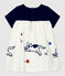 Baby-Kleid aus Molton für Mädchen weiss MARSHMALLOW/blau SMOKING