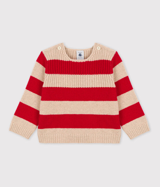 Babypullover aus Woll und Baumwollstrick TRENCH/ STOP