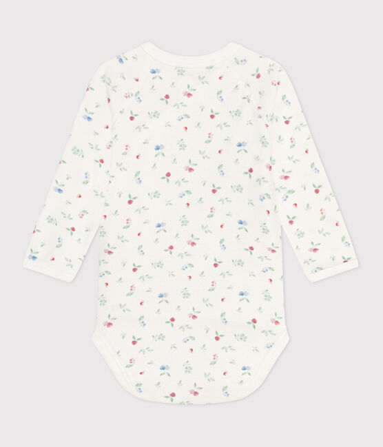 Langärmeliger Wickelbody aus Baumwolle weiss MARSHMALLOW/weiss MULTICO