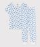 Kurzärmeliger Kinderpyjama aus Baumwolle mit Äffchen für Jungen weiss MARSHMALLOW/blau BRASIER