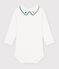 Baby-Body aus einfarbiger Baumwolle mit besticktem Kragen weiss