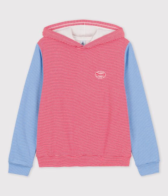 Kapuzen-Sweatshirt aus BIO-Baumwolle für Damen rot PEPS/weiss MARSHMALLOW