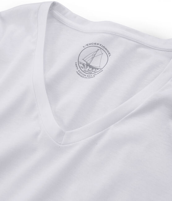 Langärmliges T-Shirt aus Sea Island-Baumwolle für Damen weiss ECUME