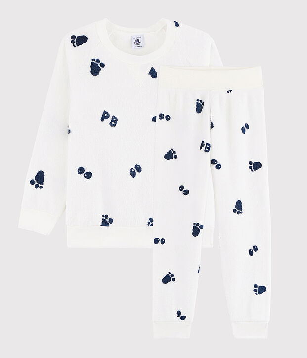 Kinderpyjama aus Fleece f&uuml;r Jungen weiss/blau