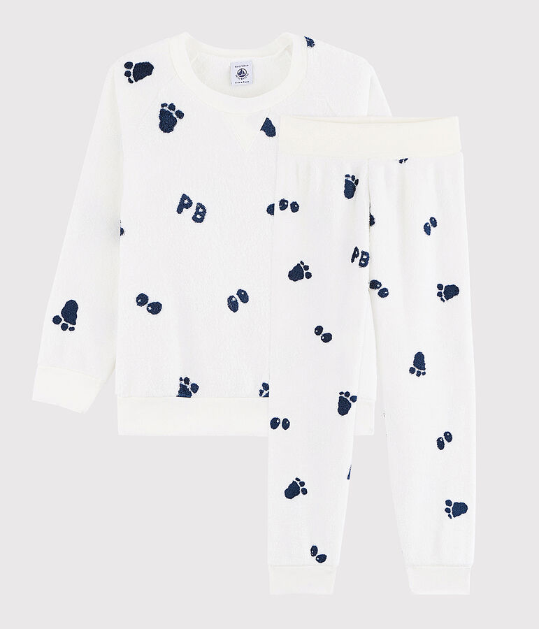 Kinderpyjama aus Fleece f&uuml;r Jungen weiss/blau