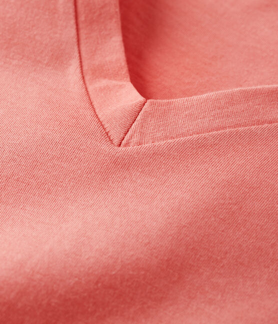 T-Shirt DAS GERADE mit V-Ausschnitt aus Bio-Baumwolle für Damen rosa PAPAYE