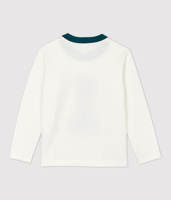 Langärmeliges Kinder-T-Shirt aus Baumwolle für Jungen weiss MARSHMALLOW 1