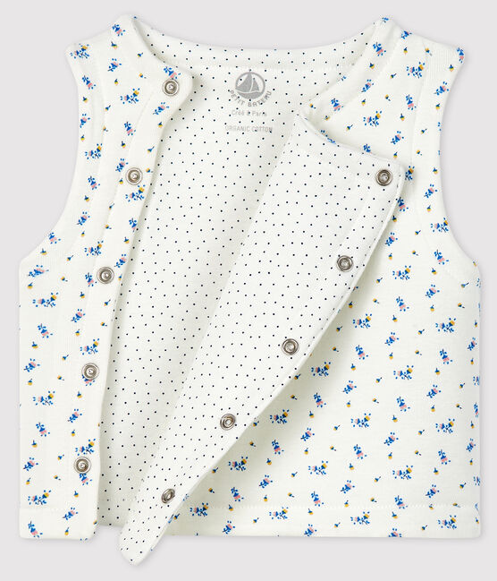 Ärmellose, wattierte Babyjacke aus Bio-Baumwolle weiss MARSHMALLOW+BLEU