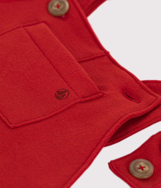 Kurze Baby-Latzhose aus leichtem Molton rot