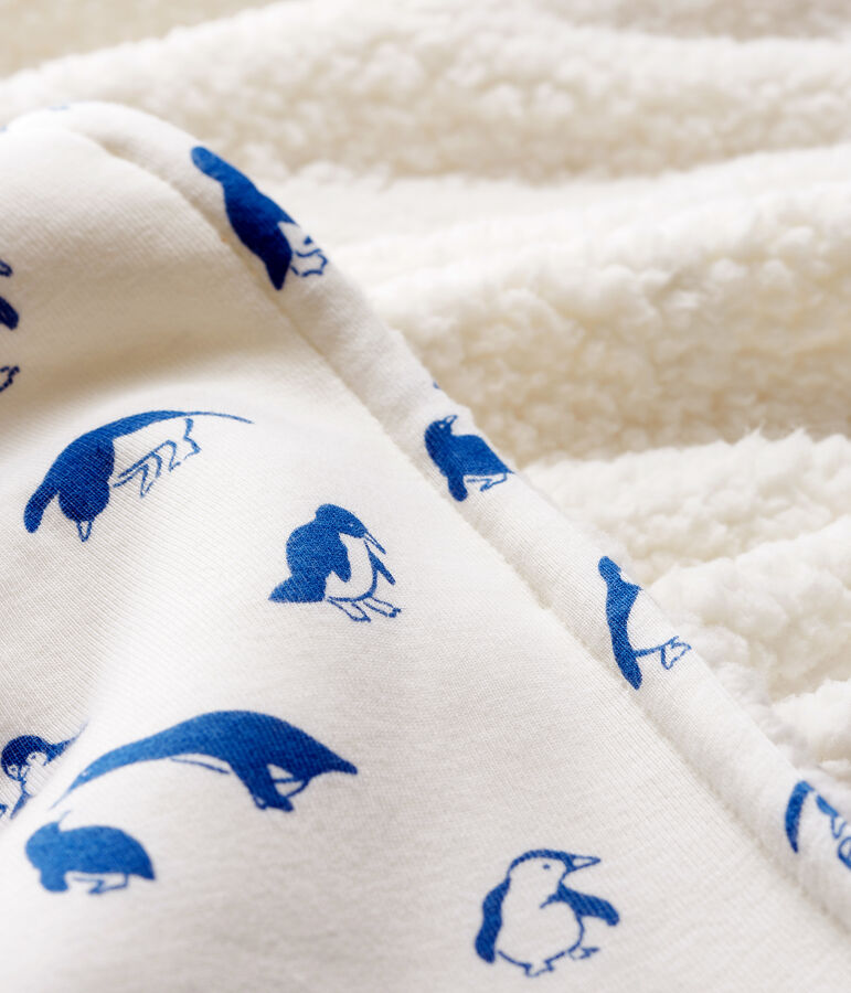 Babydecke aus Rippstrick und Sherpa weiss