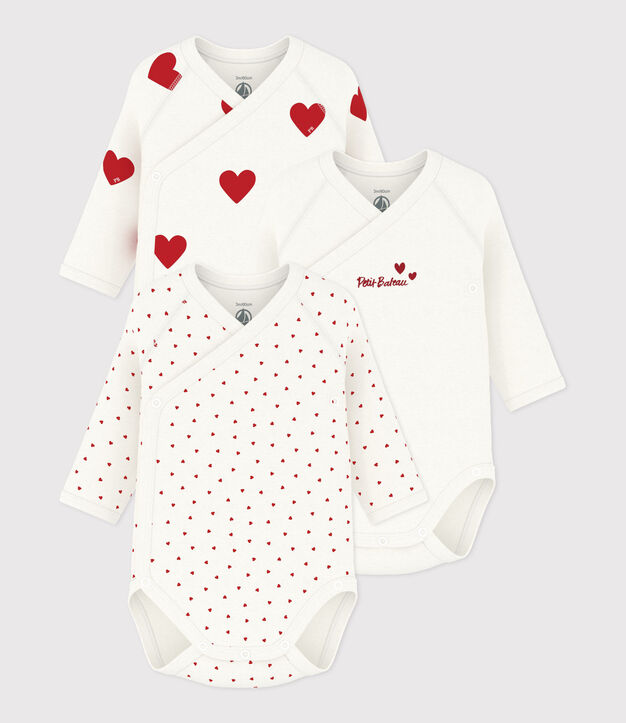 Body-Sets f&uuml;r Babys (unisex) aus Baumwolle mit Herzmuster vielfarbig