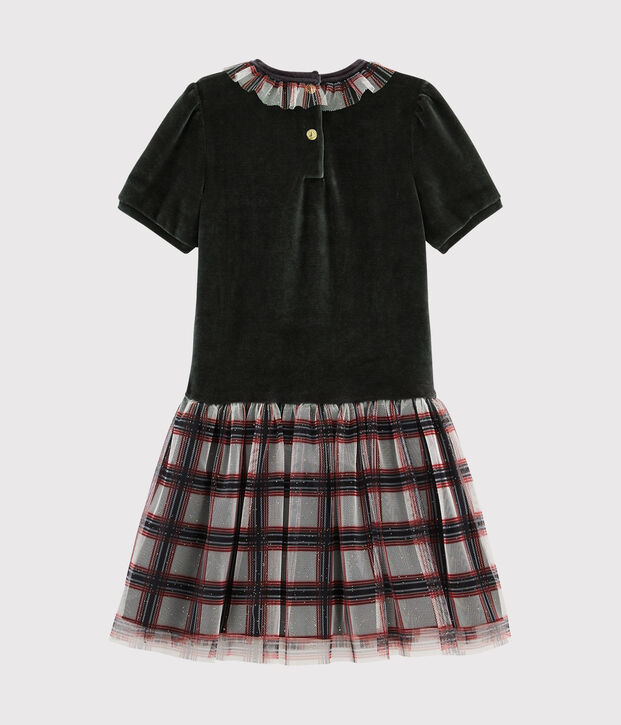 Kurz&auml;rmeliges Kinderkleid f&uuml;r M&auml;dchen schwarz/vielfarbig