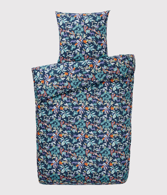 Bettwäsche mit Dschungel-Print aus Popeline blau MEDIEVAL/weiss MULTICO