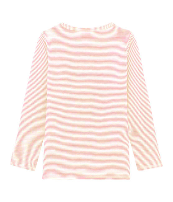 Langärmeliges T-Shirt aus Wolle und Baumwolle für Kinder rosa CHARME/weiss MARSHMALLOW