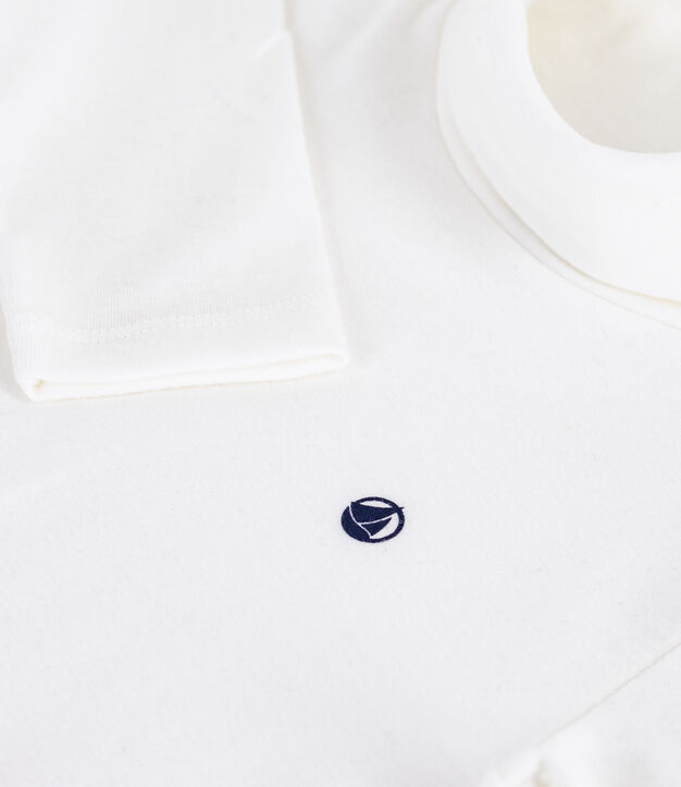 Kinder-Rollkragenshirt aus einfarbiger Baumwolle weiss