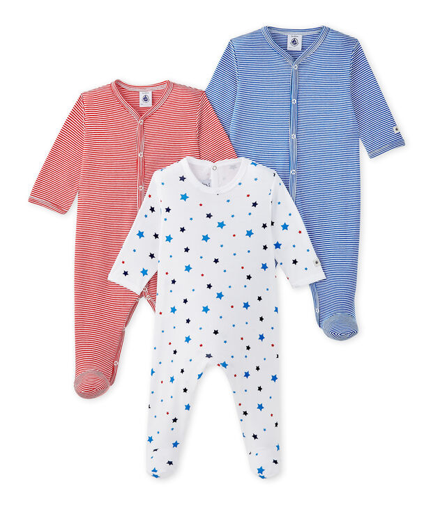 Baby-Jungen-Strampler im 3er-Set weiss
