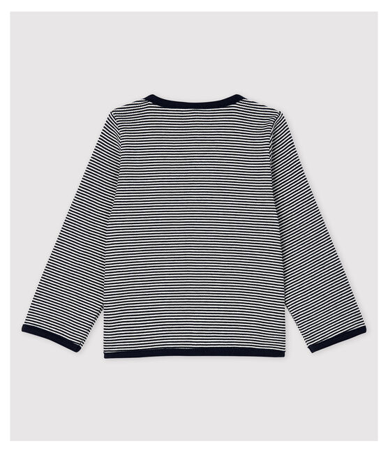 Milleraies-Baby-Cardigan aus 2x2-Rippstrick für Mädchen. blau SMOKING/weiss MARSHMALLOW
