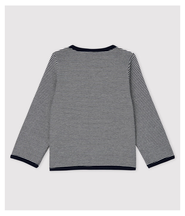 Milleraies-Baby-Cardigan aus 2x2-Rippstrick f&uuml;r M&auml;dchen. blau/weiss
