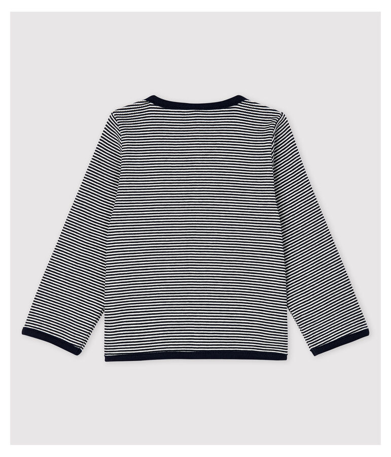 Milleraies-Baby-Cardigan aus 2x2-Rippstrick f&uuml;r M&auml;dchen. blau/weiss