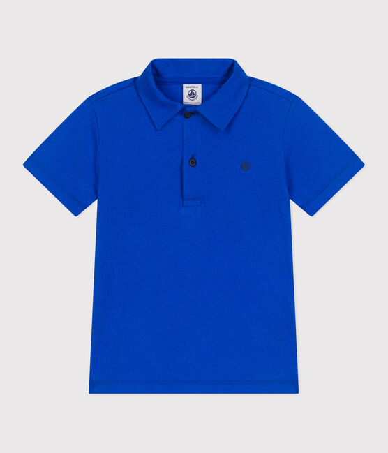 Kurzärmeliges Kinder-Poloshirt aus einfarbiger Baumwolle  blau PERSE