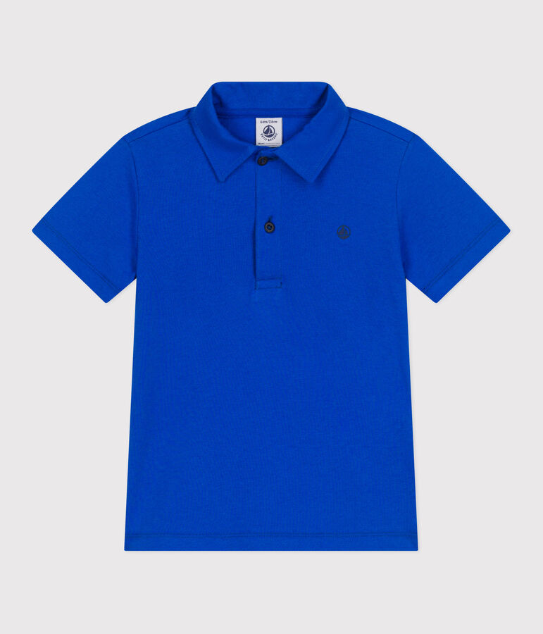 Kurz&auml;rmeliges Kinder-Poloshirt aus einfarbiger Baumwolle blau