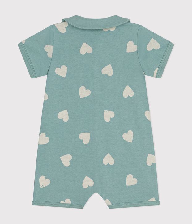 Baby-Kurzoverall aus Baumwolle gr&uuml;n/naturfarben